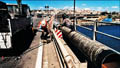 preparazione per varo tubazione in affiancamento ponte della Scafa Cagliari
